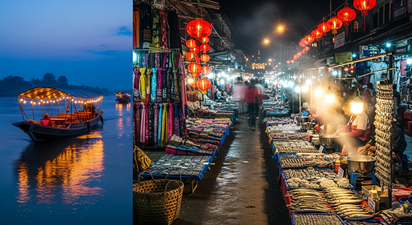 루앙프라방 여행 디너 크루즈 탑승 후 갈만한곳 3곳 추천: 크루즈의 낭만, 야시장의 활기로 이어지는 밤