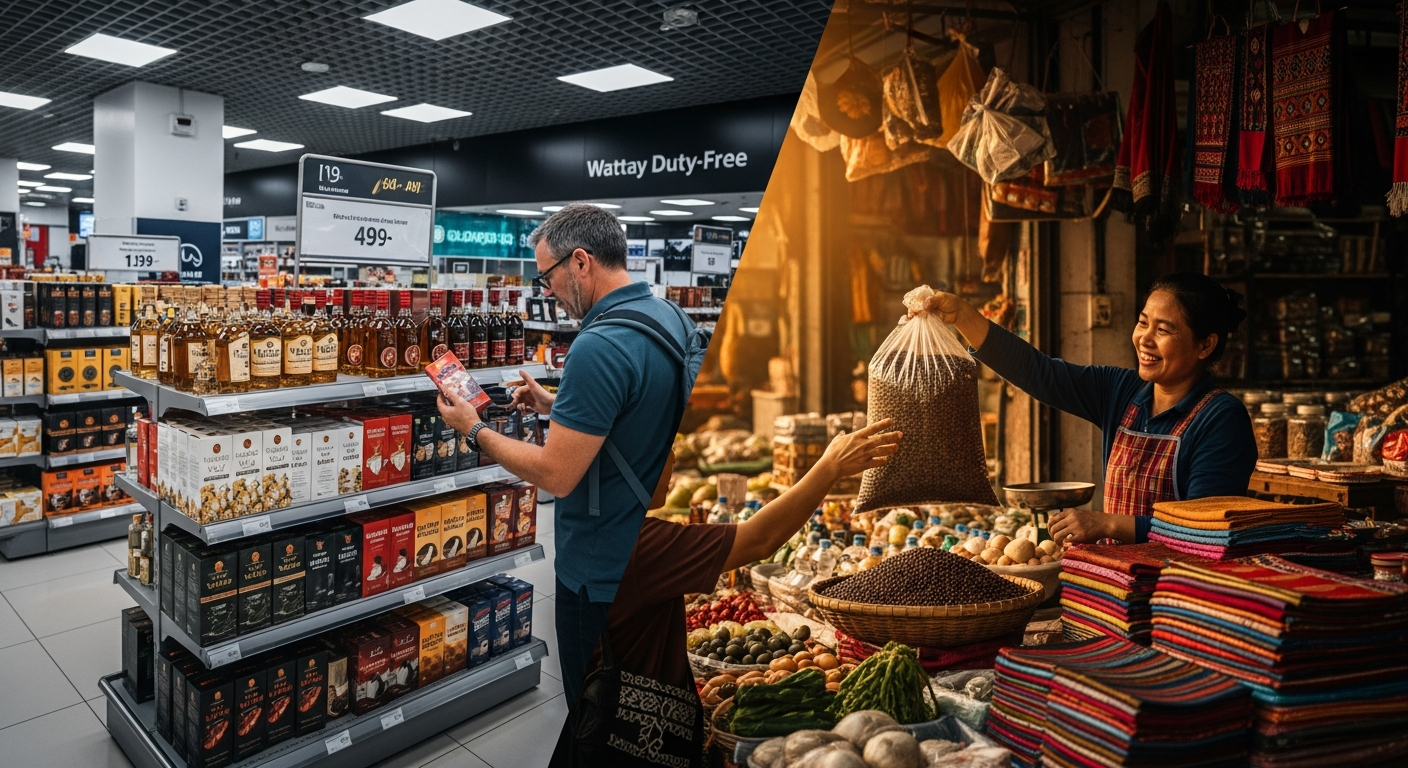 여행 기념품 고민 끝! 🎁 현지 시장에서 꼭 사야 할 라오스 기념품 리스트!: 비엔티안 왓따이 공항 면세점보다 득템하는 법
